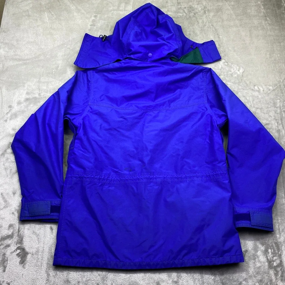 REI Gore-Tex‎ Jacket Blue Green Hooded Outdoor Hiking Adventure Size S Grunge